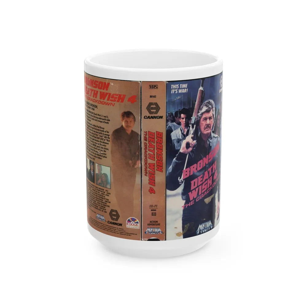 DEATH WISH 4 THE CRACKDOWN (VHS COVER) - White Coffee Mug-15oz-Go Mug Yourself