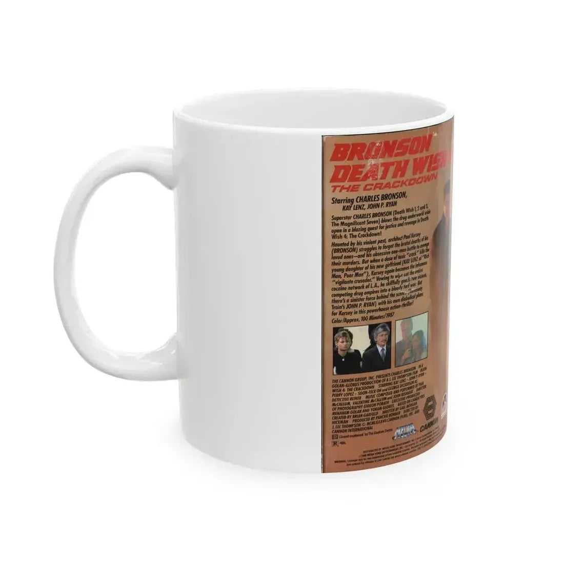 DEATH WISH 4 THE CRACKDOWN (VHS COVER) - White Coffee Mug - Go Mug Yourself