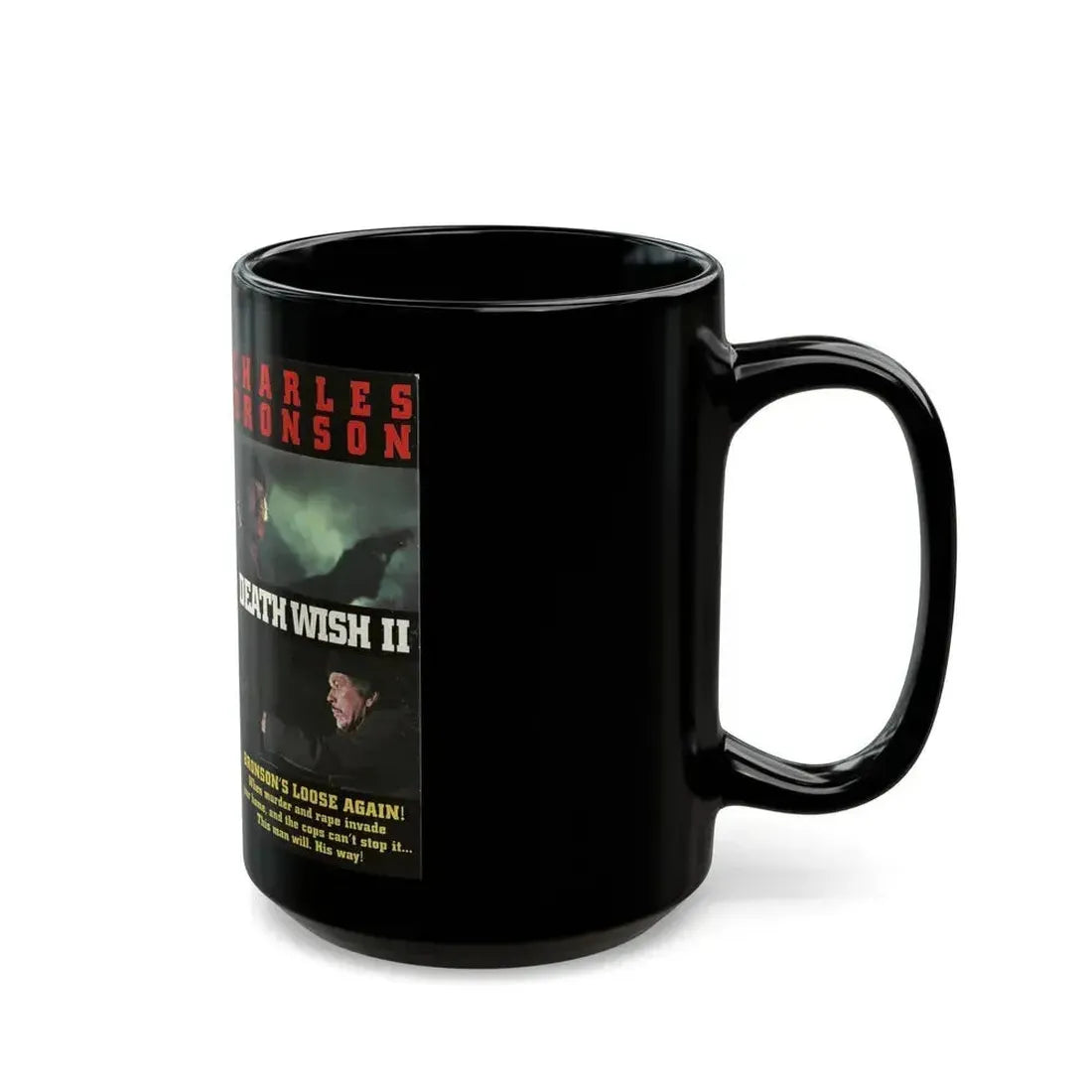 DEATH WISH II (VHS COVER) - Black Coffee Mug - Go Mug Yourself