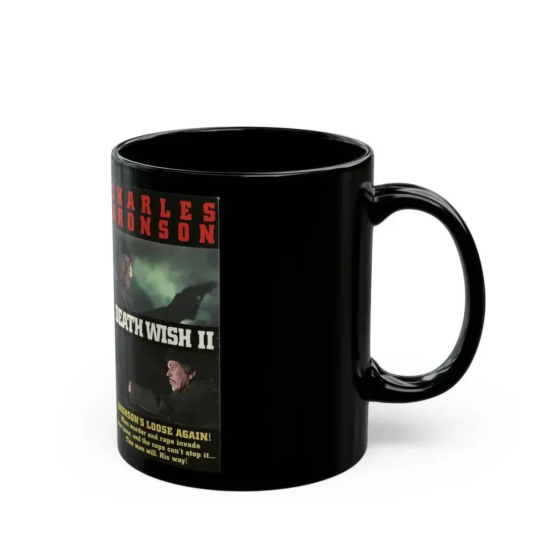 DEATH WISH II (VHS COVER) - Black Coffee Mug - Go Mug Yourself
