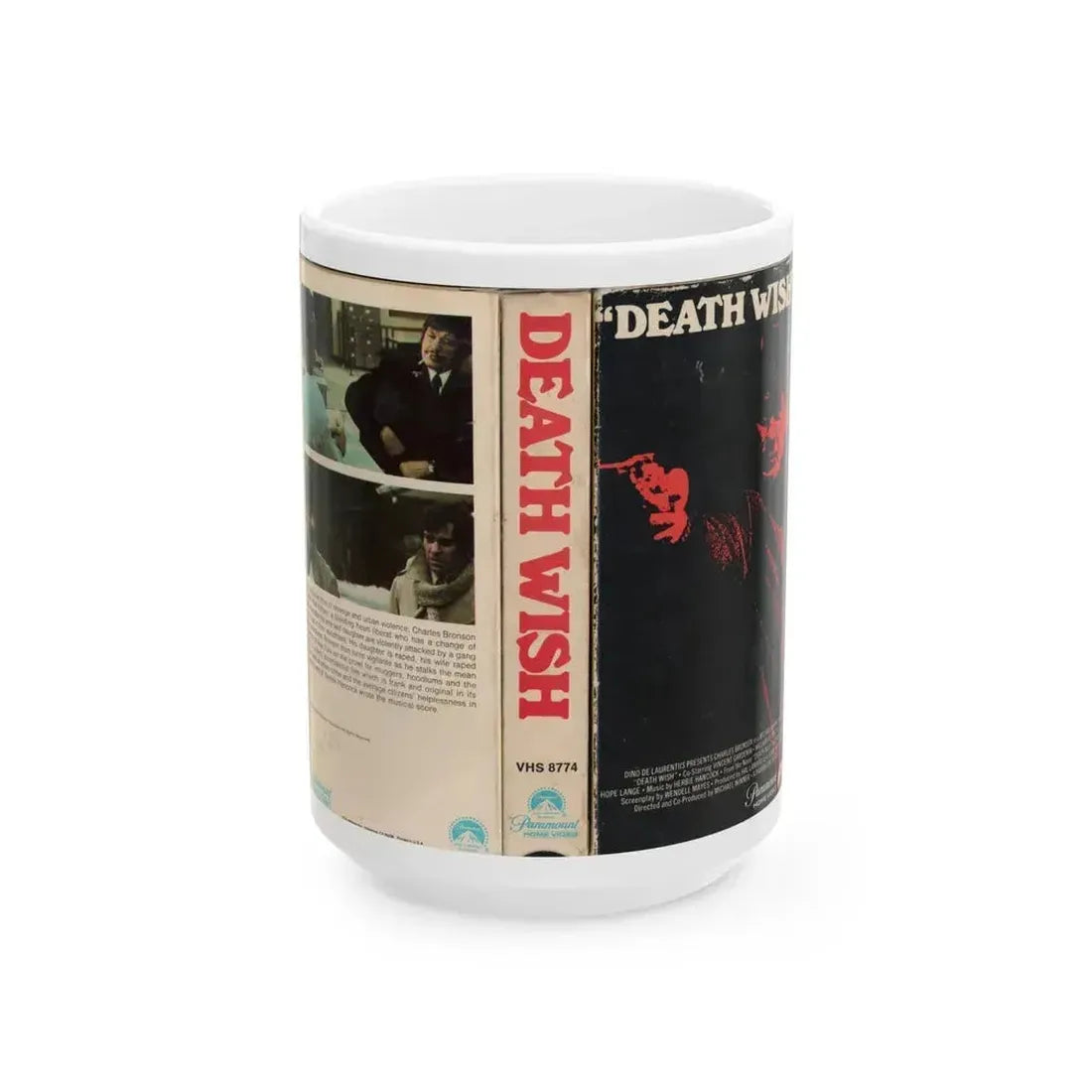 DEATH WISH (VHS COVER) - White Coffee Mug 15oz - Go Mug Yourself