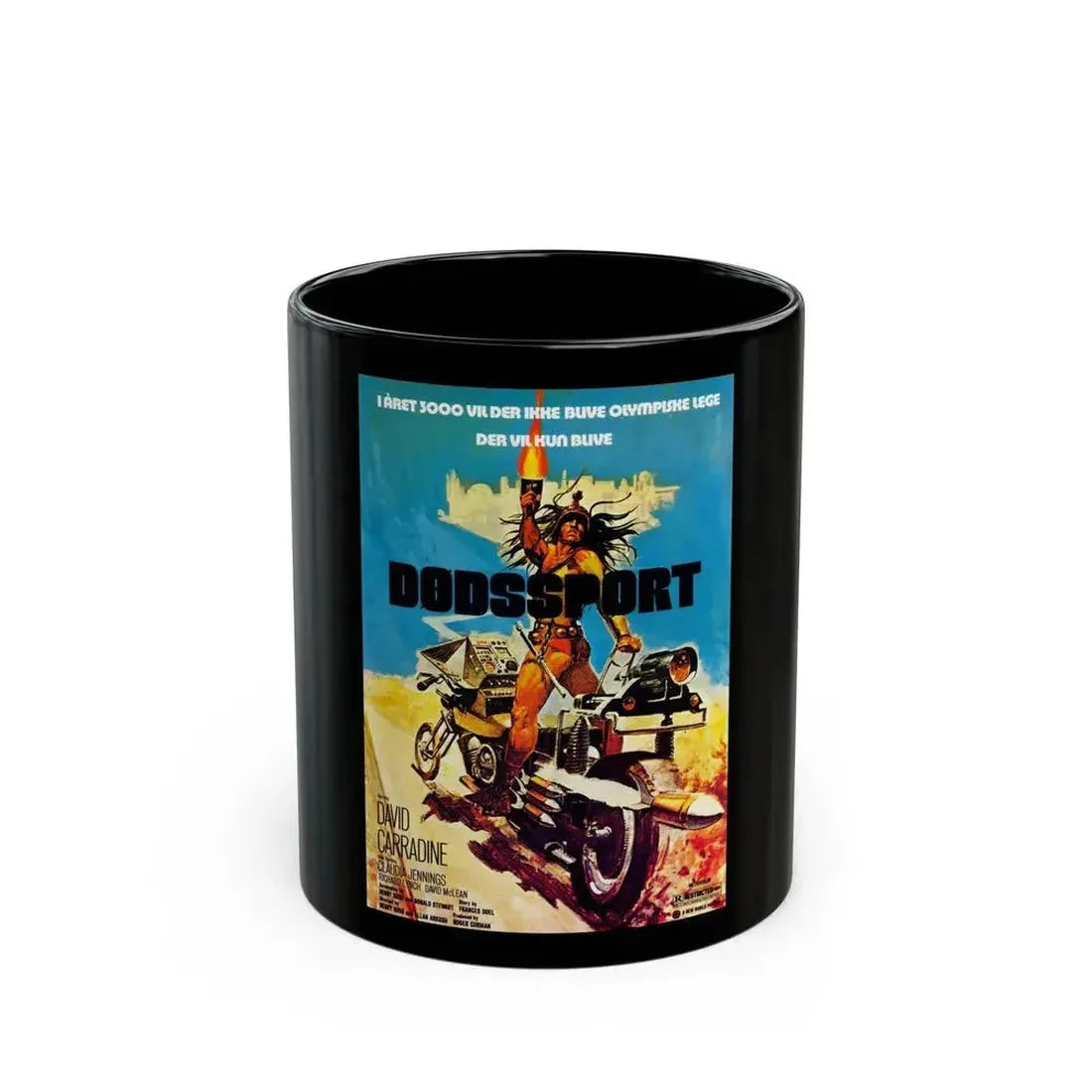 DEATHSPORT (DANISH) 1978 Movie Poster - Black Coffee Mug 11oz - Go Mug Yourself