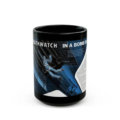 Deathwatch In A Bomb Bay, Man's magazine, November 1959 - Black Coffee Mug 15oz - Go Mug Yourself