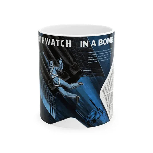 Deathwatch In A Bomb Bay, Man's magazine, November 1959 - White Coffee Mug 11oz - Go Mug Yourself