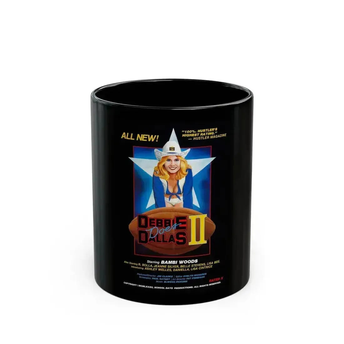 DEBBIE DOES DALLAS 2 1981 Movie Poster - Black Coffee Mug 11oz - Go Mug Yourself