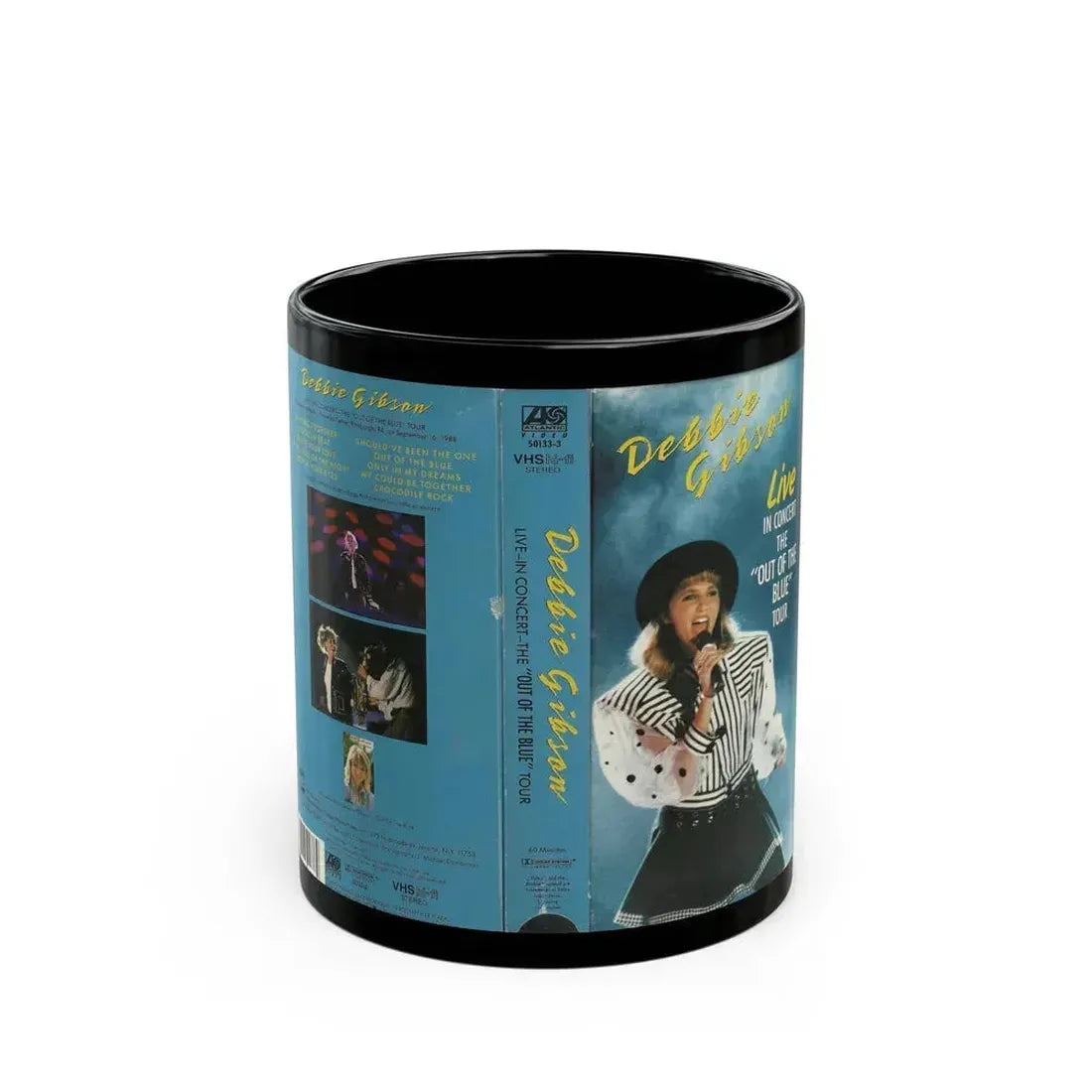 DEBBIE GIBSON LIVE IN CONCERT (VHS COVER) - Black Coffee Mug 11oz - Go Mug Yourself