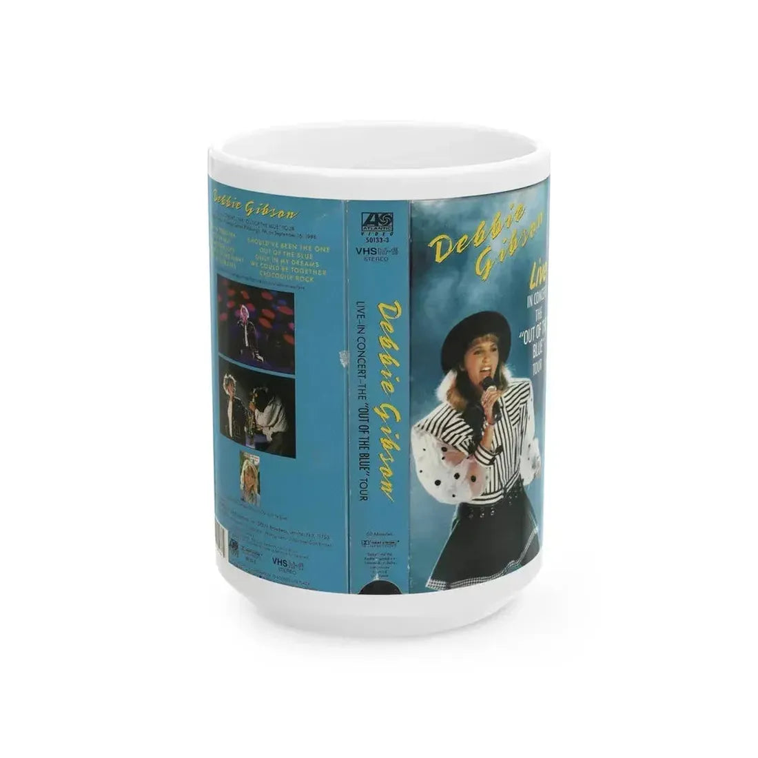 DEBBIE GIBSON LIVE IN CONCERT (VHS COVER) - White Coffee Mug 15oz - Go Mug Yourself
