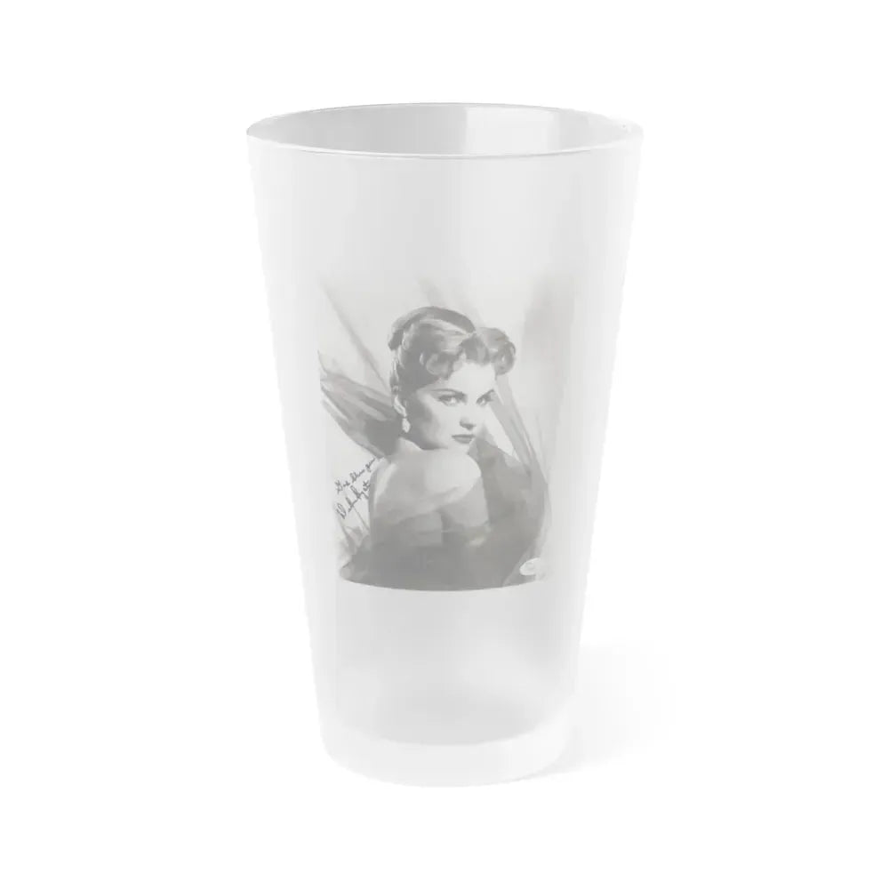 Debra Paget #04 - 8x10 B&W Glamour Portrait Upper Body Bare Shoulders Photo signed 1 (Vintage Female Icon) Frosted Pint Glass 16oz 16oz Frosted - Go Mug Yourself