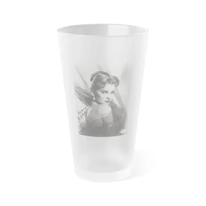 Debra Paget #04 - 8x10 B&W Glamour Portrait Upper Body Bare Shoulders Photo signed 1 (Vintage Female Icon) Frosted Pint Glass 16oz 16oz Frosted - Go Mug Yourself