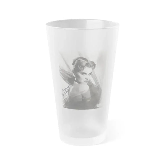 Debra Paget #04 - 8x10 B&W Glamour Portrait Upper Body Bare Shoulders Photo signed 1 (Vintage Female Icon) Frosted Pint Glass 16oz 16oz Frosted - Go Mug Yourself