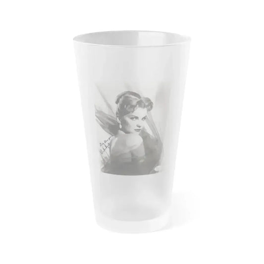 Debra Paget #04 - 8x10 B&W Glamour Portrait Upper Body Bare Shoulders Photo signed 1 (Vintage Female Icon) Frosted Pint Glass 16oz 16oz Frosted - Go Mug Yourself