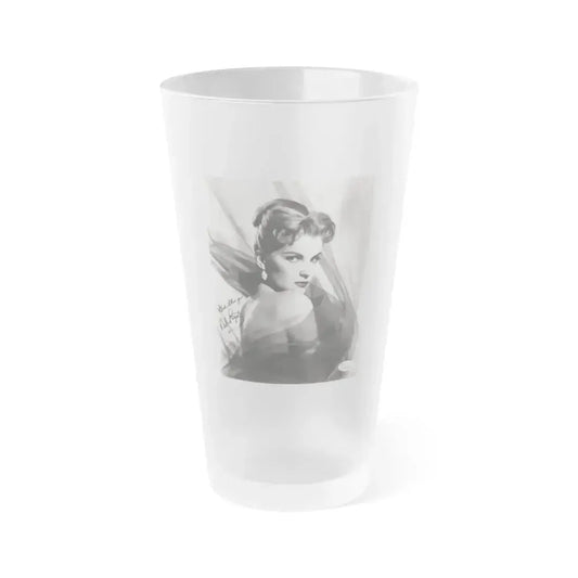 Debra Paget #04 - 8x10 B&W Glamour Portrait Upper Body Bare Shoulders Photo signed 2 (Vintage Female Icon) Frosted Pint Glass 16oz 16oz Frosted - Go Mug Yourself
