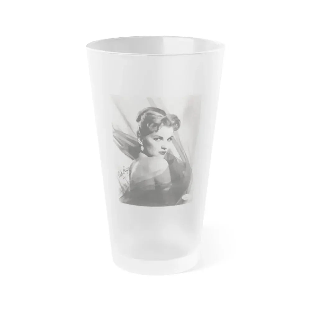 Debra Paget #04 - 8x10 B&W Glamour Portrait Upper Body Bare Shoulders Photo signed 3 (Vintage Female Icon) Frosted Pint Glass 16oz 16oz Frosted - Go Mug Yourself