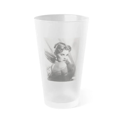 Debra Paget #04 - 8x10 B&W Glamour Portrait Upper Body Bare Shoulders Photo signed 3 (Vintage Female Icon) Frosted Pint Glass 16oz 16oz Frosted - Go Mug Yourself