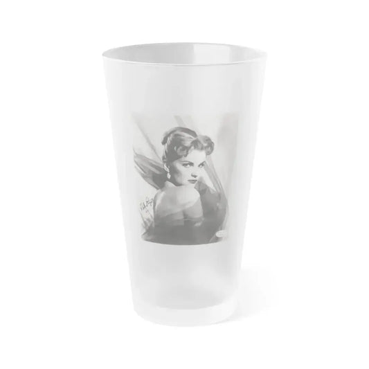 Debra Paget #04 - 8x10 B&W Glamour Portrait Upper Body Bare Shoulders Photo signed 3 (Vintage Female Icon) Frosted Pint Glass 16oz 16oz Frosted - Go Mug Yourself
