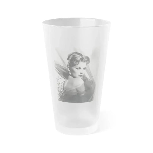 Debra Paget #04 - 8x10 B&W Glamour Portrait Upper Body Bare Shoulders Photo signed (Vintage Female Icon) Frosted Pint Glass 16oz 16oz Frosted - Go Mug Yourself