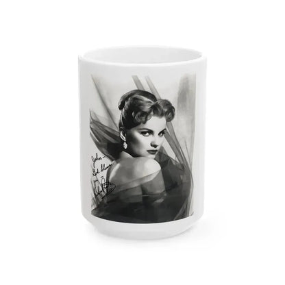 Debra Paget #04 - 8x10 B&W Glamour Portrait Upper Body Bare Shoulders Photo signed (Vintage Female Icon) White Coffee Mug 15oz - Go Mug Yourself