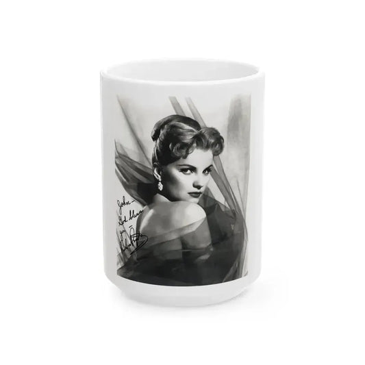 Debra Paget #04 - 8x10 B&W Glamour Portrait Upper Body Bare Shoulders Photo signed (Vintage Female Icon) White Coffee Mug 15oz - Go Mug Yourself