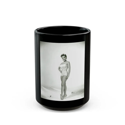 Debra Paget #217 - Vintage B&W 8x10 Full Body Swimsuit Cheesecake Photo from late 50's 1 (Vintage Female Icon) Black Coffee Mug 15oz - Go Mug Yourself