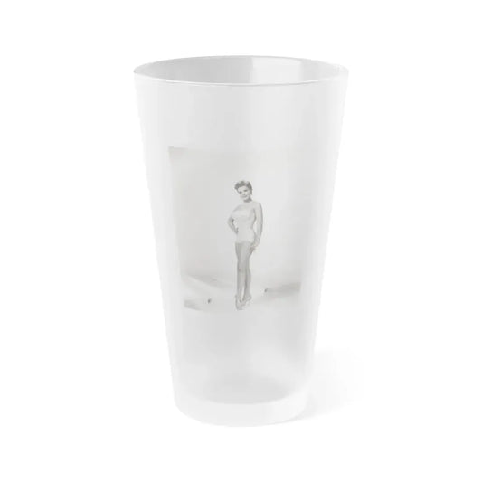 Debra Paget #217 - Vintage B&W 8x10 Full Body Swimsuit Cheesecake Photo from late 50's 3 (Vintage Female Icon) Frosted Pint Glass 16oz 16oz Frosted - Go Mug Yourself