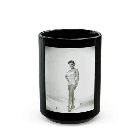 Debra Paget #217 - Vintage B&W 8x10 Full Body Swimsuit Cheesecake Photo from late 50's 1 (Vintage Female Icon) Black Coffee Mug-15oz-Go Mug Yourself