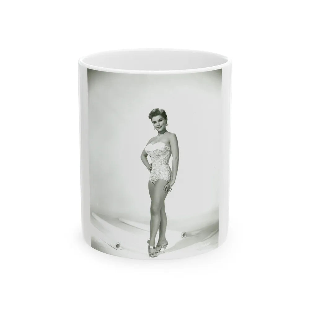 Debra Paget #217 - Vintage B&W 8x10 Full Body Swimsuit Cheesecake Photo from late 50's 1 (Vintage Female Icon) White Coffee Mug-11oz-Go Mug Yourself