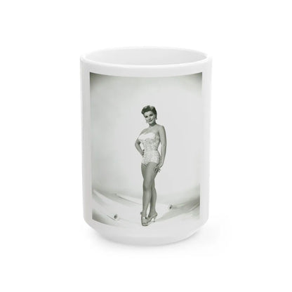 Debra Paget #217 - Vintage B&W 8x10 Full Body Swimsuit Cheesecake Photo from late 50's 1 (Vintage Female Icon) White Coffee Mug-15oz-Go Mug Yourself