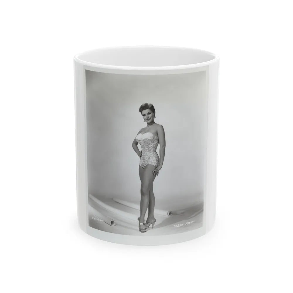 Debra Paget #217 - Vintage B&W 8x10 Full Body Swimsuit Cheesecake Photo from late 50's 2 (Vintage Female Icon) White Coffee Mug-11oz-Go Mug Yourself