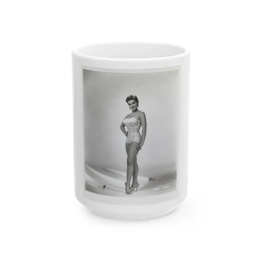 Debra Paget #217 - Vintage B&W 8x10 Full Body Swimsuit Cheesecake Photo from late 50's 2 (Vintage Female Icon) White Coffee Mug-15oz-Go Mug Yourself