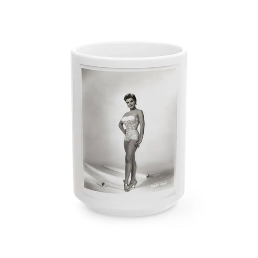 Debra Paget #217 - Vintage B&W 8x10 Full Body Swimsuit Cheesecake Photo from late 50's 3 (Vintage Female Icon) White Coffee Mug-15oz-Go Mug Yourself