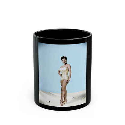 Debra Paget #217 - Vintage B&W 8x10 Full Body Swimsuit Cheesecake Photo from late 50's (Vintage Female Icon) Black Coffee Mug-11oz-Go Mug Yourself