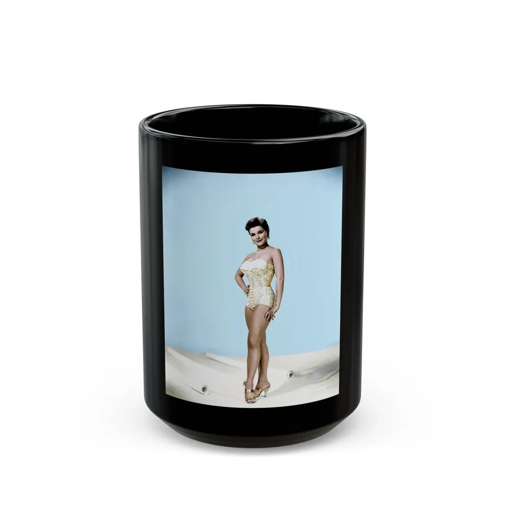 Debra Paget #217 - Vintage B&W 8x10 Full Body Swimsuit Cheesecake Photo from late 50's (Vintage Female Icon) Black Coffee Mug-15oz-Go Mug Yourself