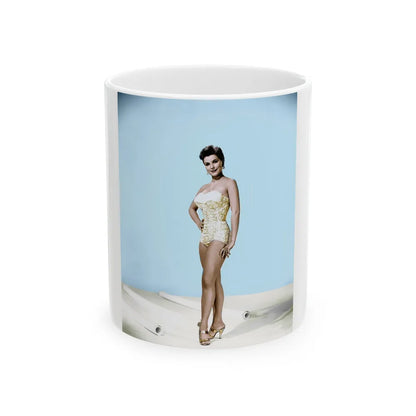 Debra Paget #217 - Vintage B&W 8x10 Full Body Swimsuit Cheesecake Photo from late 50's (Vintage Female Icon) White Coffee Mug-11oz-Go Mug Yourself