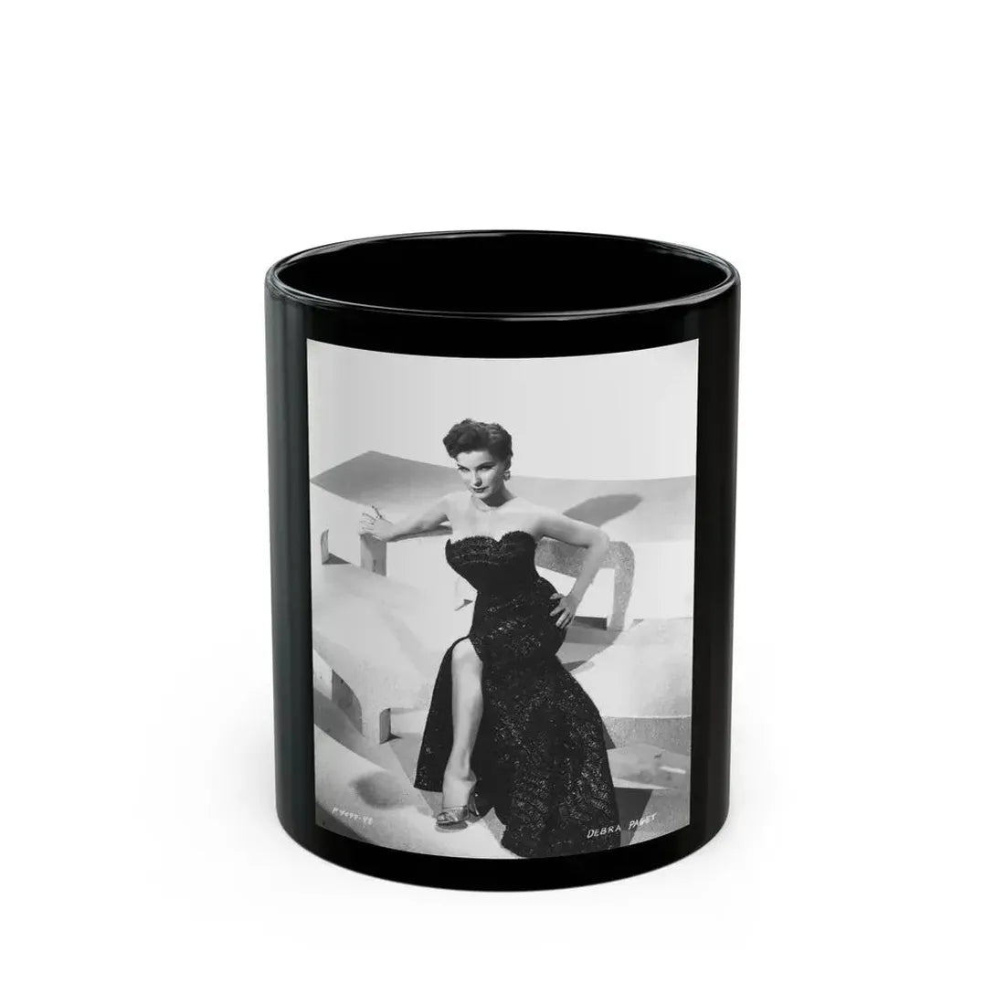 Debra Paget #218 - Vintage B&W 8x10 Full Body Glamour Dress Photo from late 50's 2 (Vintage Female Icon) Black Coffee Mug 11oz - Go Mug Yourself