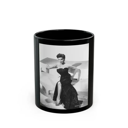 Debra Paget #218 - Vintage B&W 8x10 Full Body Glamour Dress Photo from late 50's 2 (Vintage Female Icon) Black Coffee Mug 11oz - Go Mug Yourself