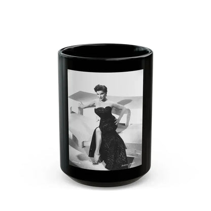 Debra Paget #218 - Vintage B&W 8x10 Full Body Glamour Dress Photo from late 50's 2 (Vintage Female Icon) Black Coffee Mug 15oz - Go Mug Yourself
