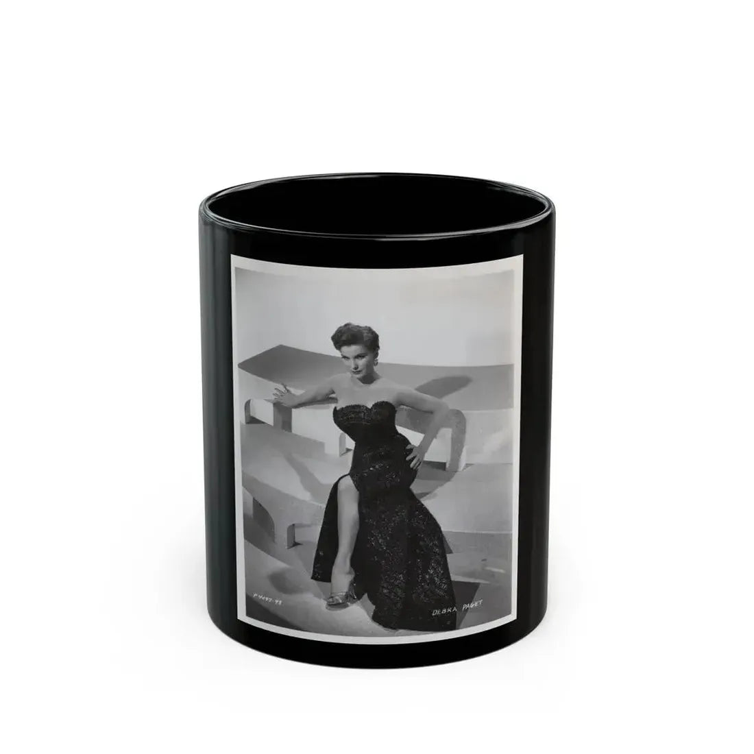 Debra Paget #218 - Vintage B&W 8x10 Full Body Glamour Dress Photo from late 50's 3 (Vintage Female Icon) Black Coffee Mug 11oz - Go Mug Yourself