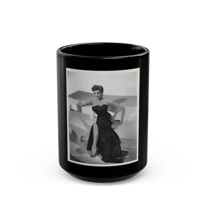 Debra Paget #218 - Vintage B&W 8x10 Full Body Glamour Dress Photo from late 50's 3 (Vintage Female Icon) Black Coffee Mug 15oz - Go Mug Yourself