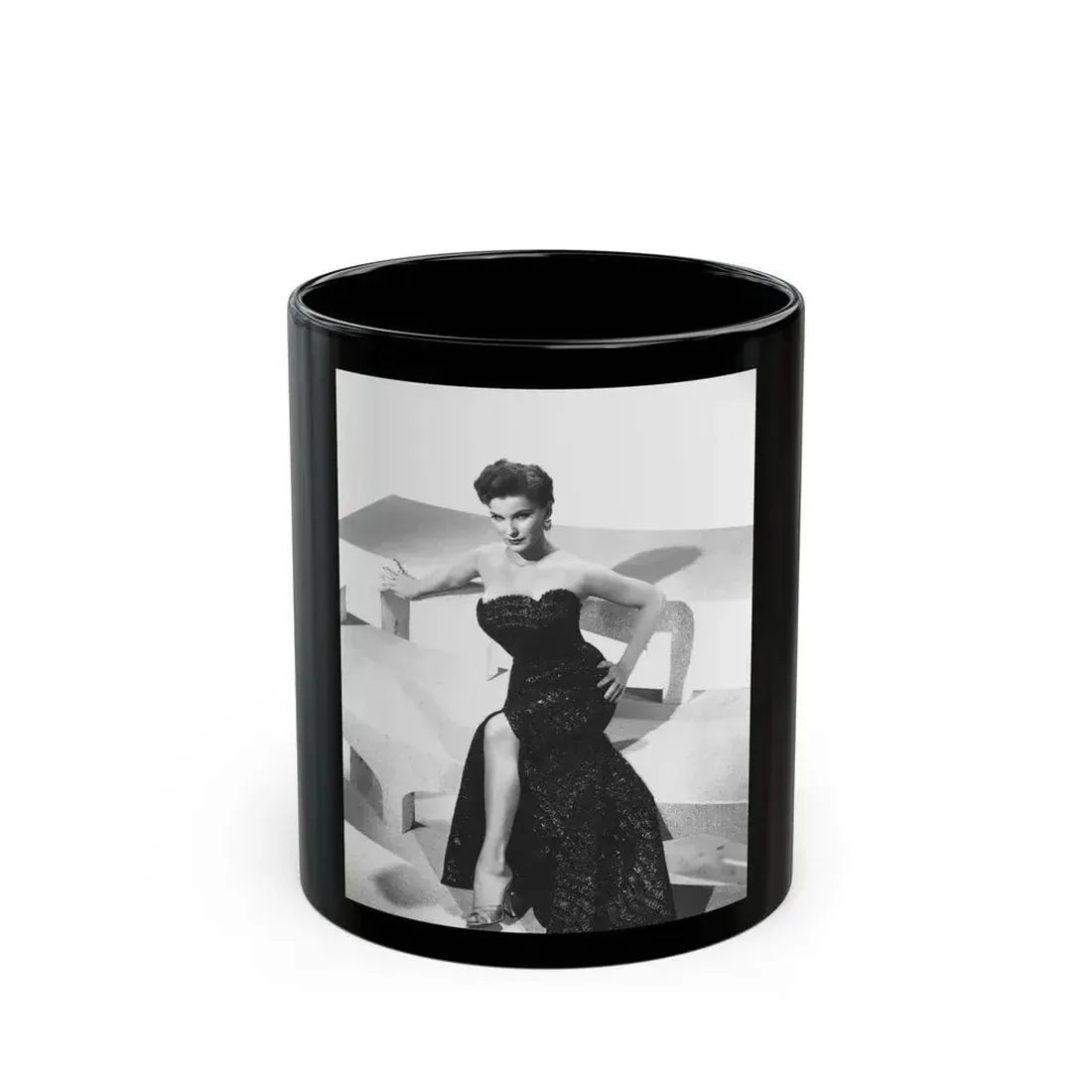 Debra Paget #218 - Vintage B&W 8x10 Full Body Glamour Dress Photo from late 50's (Vintage Female Icon) Black Coffee Mug 11oz - Go Mug Yourself