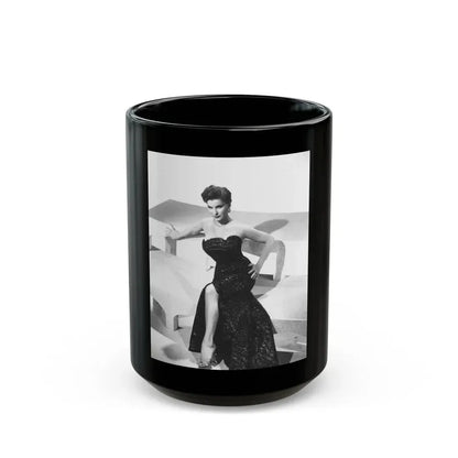 Debra Paget #218 - Vintage B&W 8x10 Full Body Glamour Dress Photo from late 50's (Vintage Female Icon) Black Coffee Mug 15oz - Go Mug Yourself