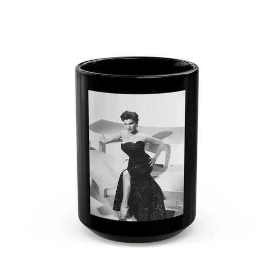 Debra Paget #218 - Vintage B&W 8x10 Full Body Glamour Dress Photo from late 50's (Vintage Female Icon) Black Coffee Mug 15oz - Go Mug Yourself
