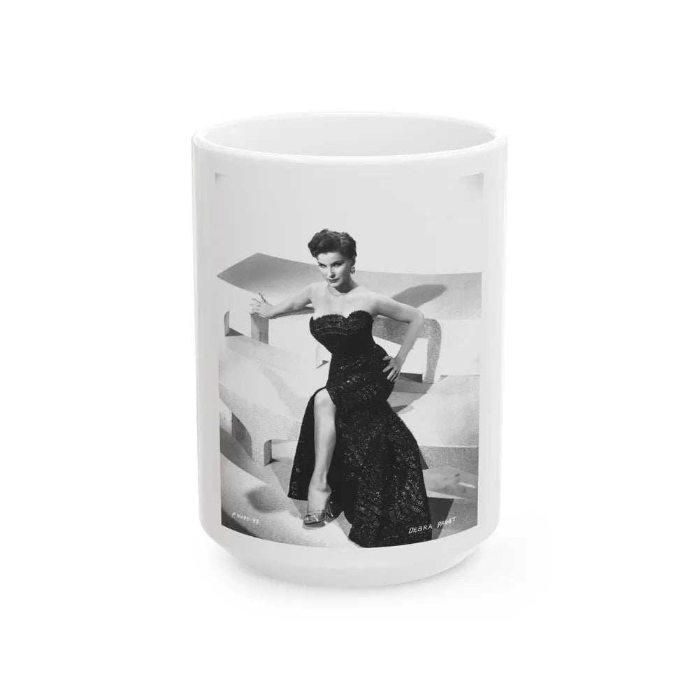 Debra Paget #218 - Vintage B&W 8x10 Full Body Glamour Dress Photo from late 50's 1 (Vintage Female Icon) White Coffee Mug-15oz-Go Mug Yourself