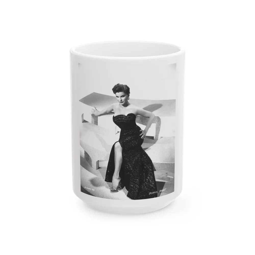 Debra Paget #218 - Vintage B&W 8x10 Full Body Glamour Dress Photo from late 50's 2 (Vintage Female Icon) White Coffee Mug-15oz-Go Mug Yourself