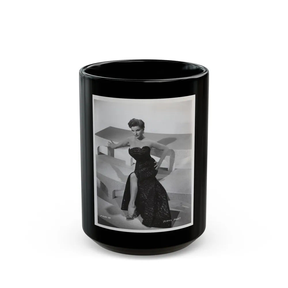 Debra Paget #218 - Vintage B&W 8x10 Full Body Glamour Dress Photo from late 50's 3 (Vintage Female Icon) Black Coffee Mug-15oz-Go Mug Yourself