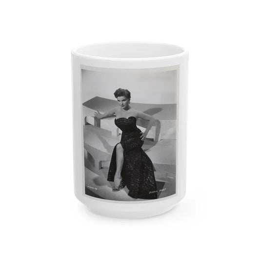 Debra Paget #218 - Vintage B&W 8x10 Full Body Glamour Dress Photo from late 50's 3 (Vintage Female Icon) White Coffee Mug-15oz-Go Mug Yourself