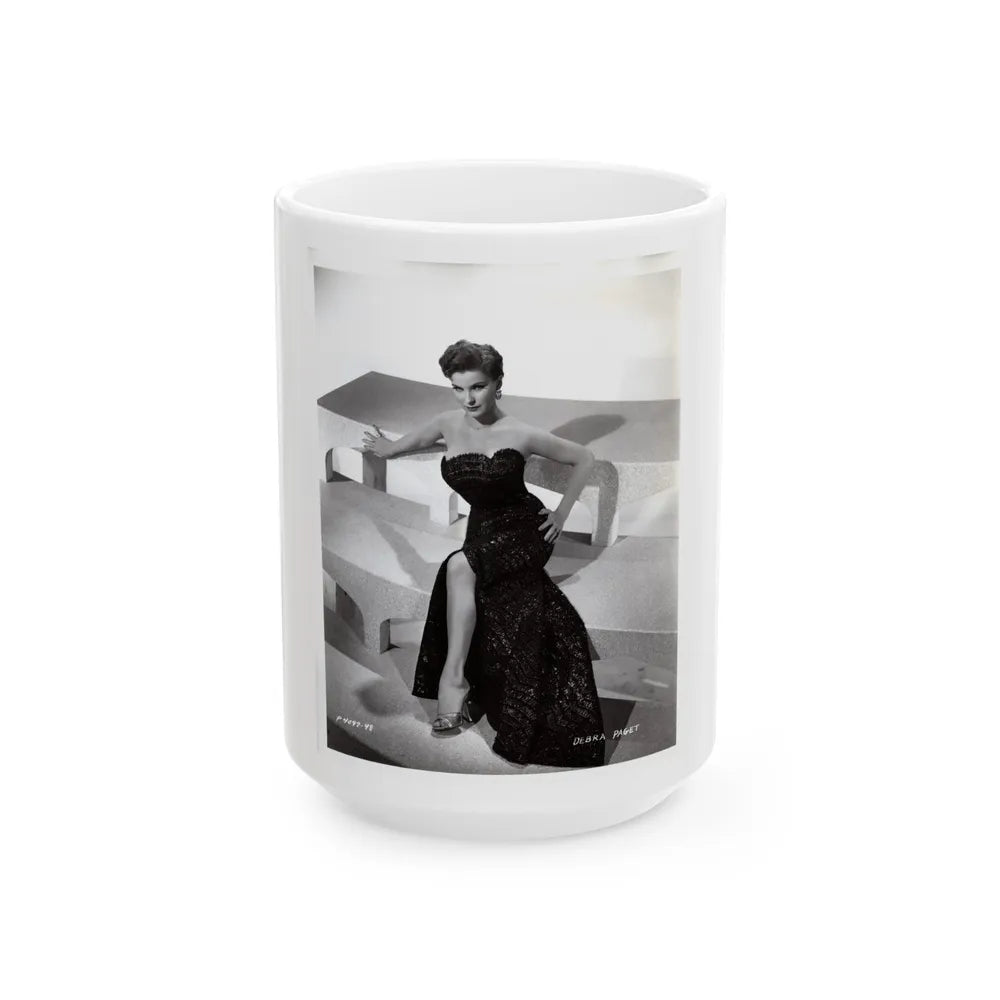 Debra Paget #218 - Vintage B&W 8x10 Full Body Glamour Dress Photo from late 50's 4 (Vintage Female Icon) White Coffee Mug-15oz-Go Mug Yourself