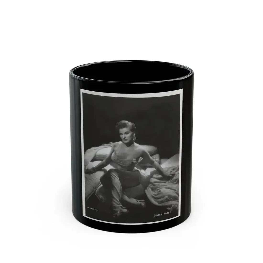 Debra Paget #233 - Vintage B&W 8x10 Full Body Glamour Dress Photo from late 50's 1 (Vintage Female Icon) Black Coffee Mug 11oz - Go Mug Yourself