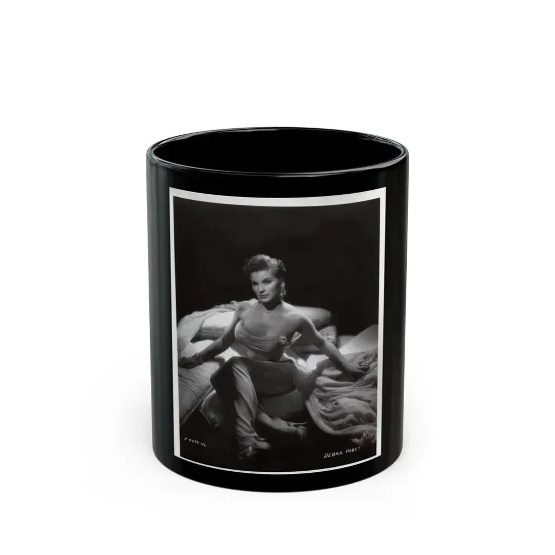Debra Paget #233 - Vintage B&W 8x10 Full Body Glamour Dress Photo from late 50's 2 (Vintage Female Icon) Black Coffee Mug 11oz - Go Mug Yourself