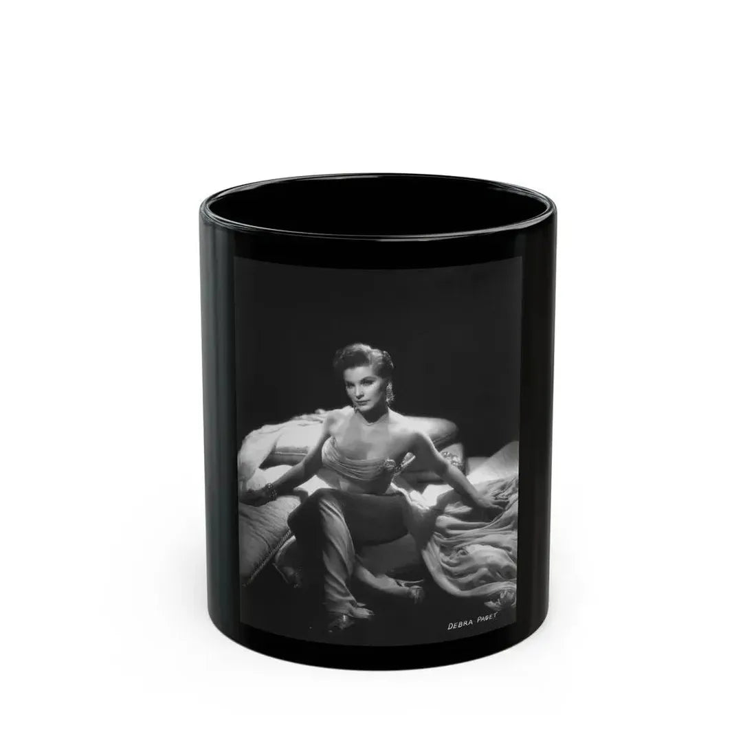 Debra Paget #233 - Vintage B&W 8x10 Full Body Glamour Dress Photo from late 50's (Vintage Female Icon) Black Coffee Mug 11oz - Go Mug Yourself