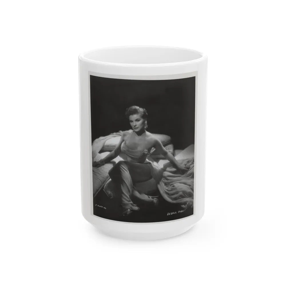 Debra Paget #233 - Vintage B&W 8x10 Full Body Glamour Dress Photo from late 50's 1 (Vintage Female Icon) White Coffee Mug-15oz-Go Mug Yourself